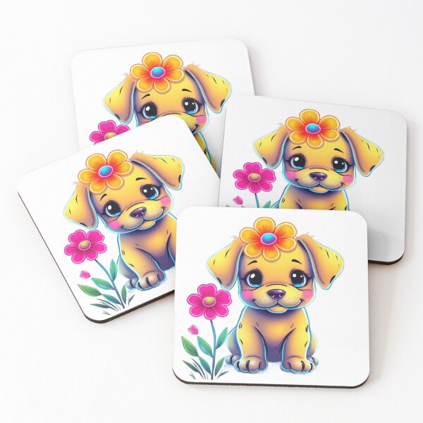 Item preview,  Adorable Neon Puppy with Flowers designed and sold by MiraLumeStudio.