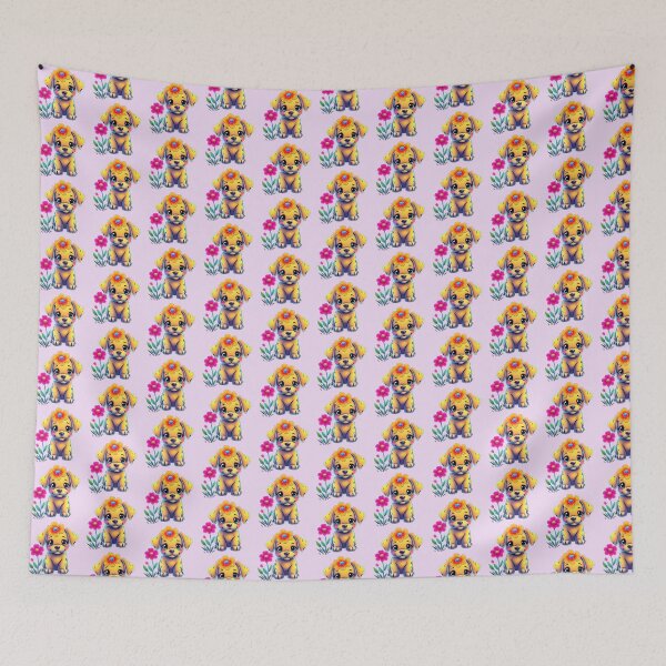 Item preview,  Adorable Neon Puppy with Flowers designed and sold by MiraLumeStudio.