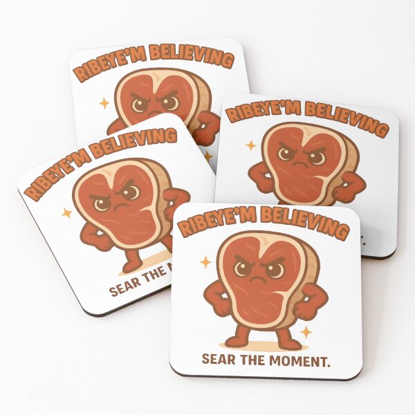 Item preview, Ribeye’m Believing – Sear the Moment | Motivational Steak Cartoon designed and sold by Snackwear Apparel.