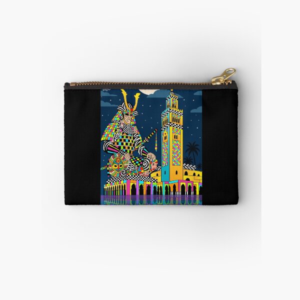 Item preview, African Samurai surreal art Marrakesh Koutoubia psychedelic pop culture print designed and sold by DrawHandArt.
