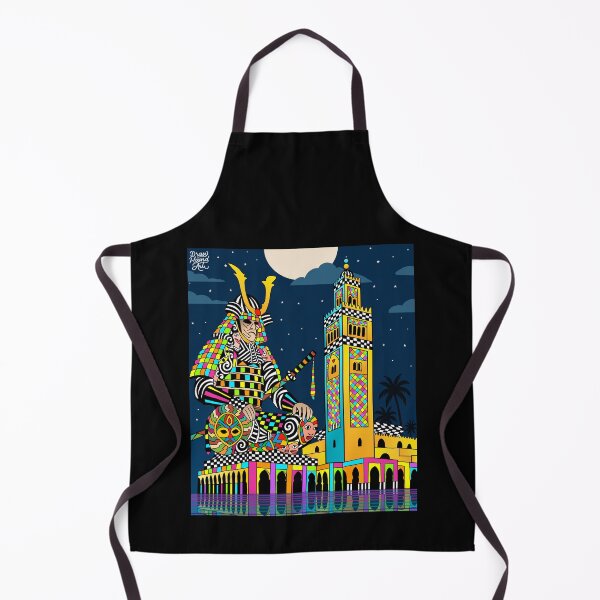 Item preview, African Samurai surreal art Marrakesh Koutoubia psychedelic pop culture print designed and sold by DrawHandArt.