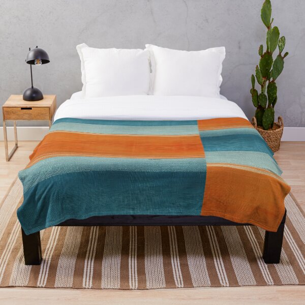 Item preview, Orange Stripes on Faded Blue Tea-Stained Canvas - dePace' designed and sold by mrpropcake.