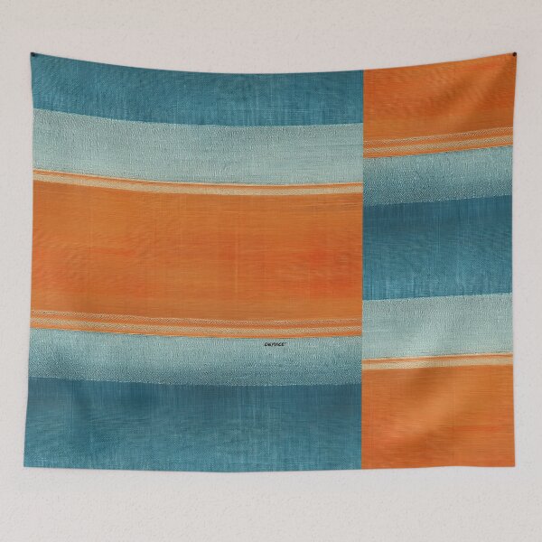 Item preview, Orange Stripes on Faded Blue Tea-Stained Canvas - dePace' designed and sold by mrpropcake.