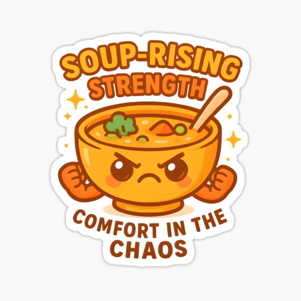 Item preview, Soup-rising Strength – Motivational Kawaii Soup Bowl Design designed and sold by ageropat.
