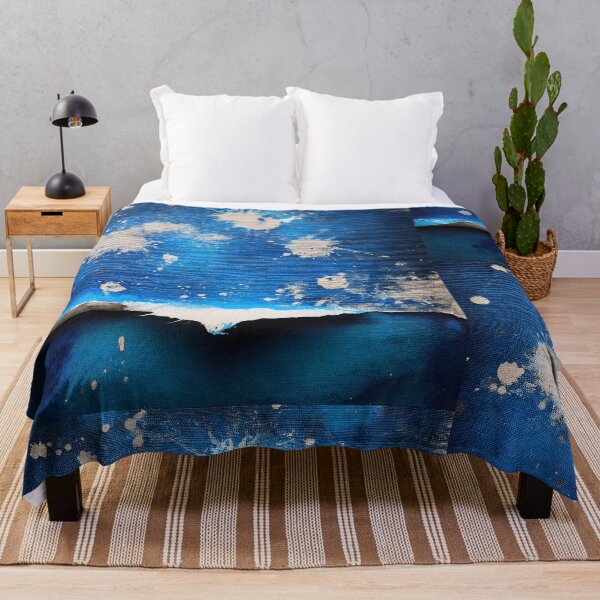 Paint Splattered on Aged Indigo Canvas - dePace' Throw Blanket