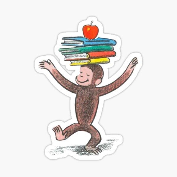 Item preview, Curious George With a Stack of Books designed and sold by marsuncharted.