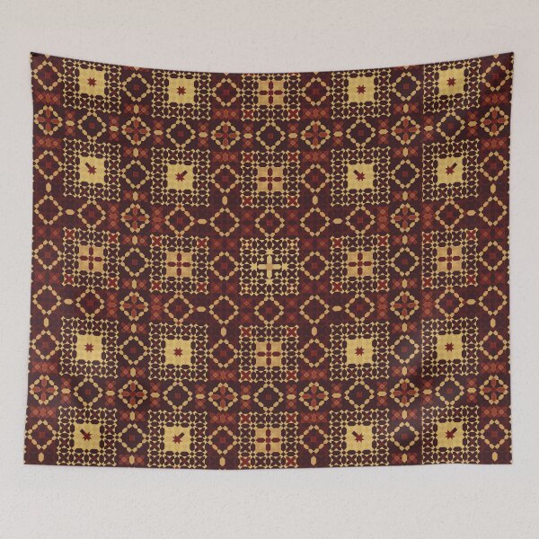Item preview, Geometric Mini Mosaic in Gold and Dark Red designed and sold by Tarjiart.