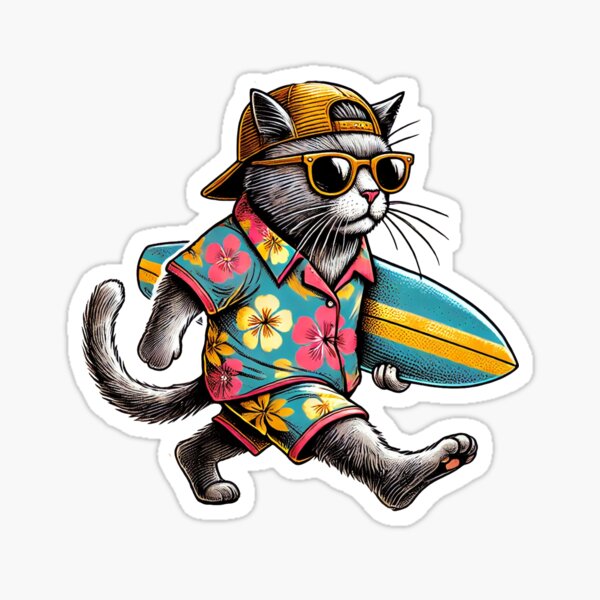 Aperçu de l'œuvre Chat surfeur détendu créée et vendue par KBcreativestudioShop.