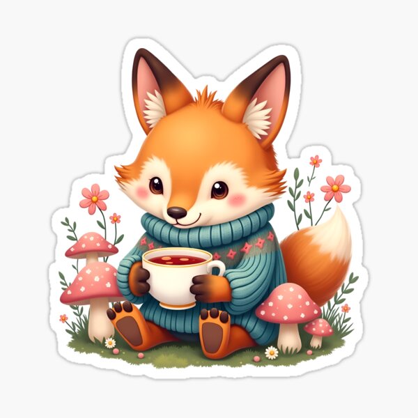 Item preview, Cozy Fox – Cottagecore Animal Sticker for Nature Lovers designed and sold by QuietStrokes.