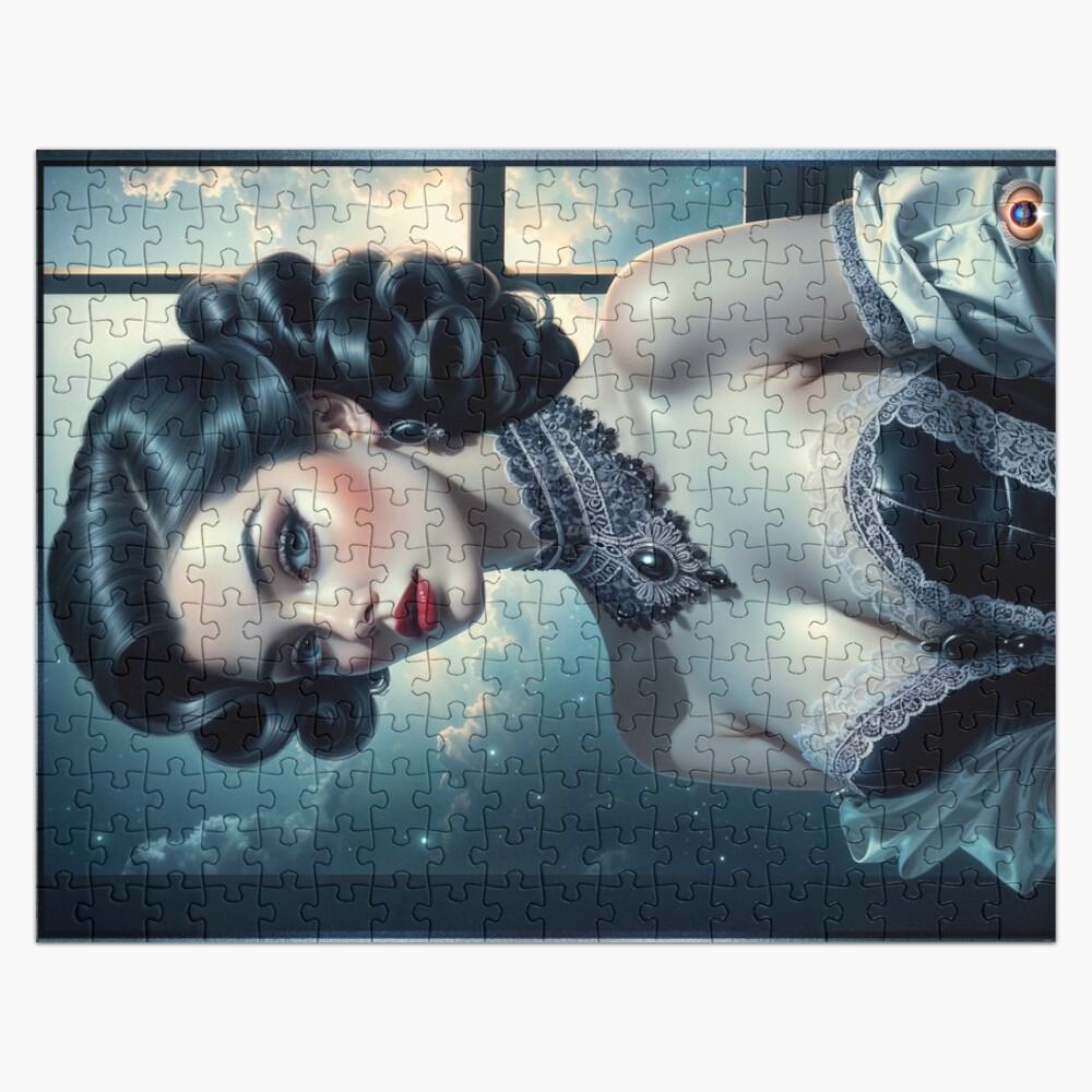 The Nocturnal Gaze Of Anthea Virelli Amidst Ethereal Cosmic Skies AI Concept Art by Xzendor7 | A Raven Hair Beauty 4 The Nocturnal Gaze Of Anthea Virelli Amidst Ethereal Cosmic Skies Gorgeous AI Concept Art by Xzendor7 Decorative Art Print Puzzle