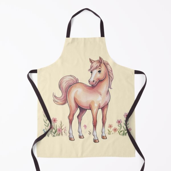 Item preview, An adorable watercolor painting featuring a sweet, sweet looking horse with delicate flowers at the bottom. designed and sold by 123ks.