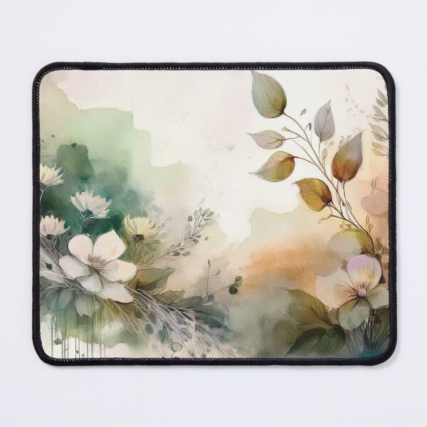 Item preview, Neutral VINTAGE FLOWERS, boho beige wildflower watercolour garden, neutral beige and green alcohol ink effect, white flower, green floral spring painting designed and sold by navitalidesign.