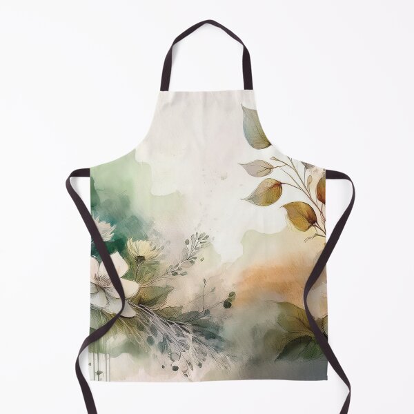 Item preview, Neutral VINTAGE FLOWERS, boho beige wildflower watercolour garden, neutral beige and green alcohol ink effect, white flower, green floral spring painting designed and sold by navitalidesign.