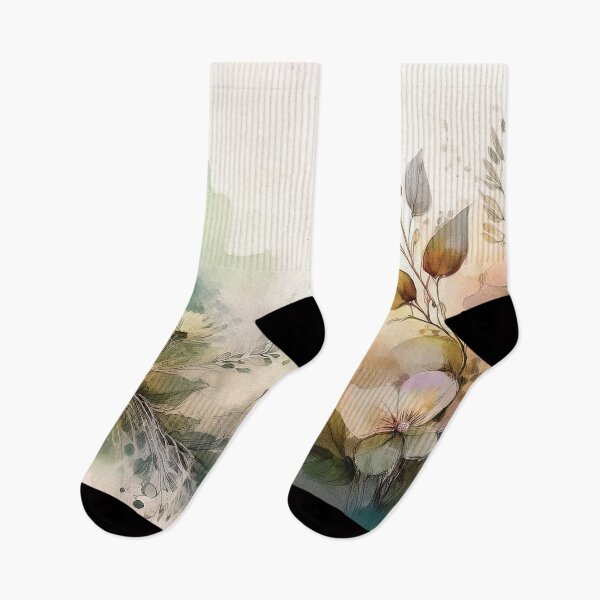 Item preview, Neutral VINTAGE FLOWERS, boho beige wildflower watercolour garden, neutral beige and green alcohol ink effect, white flower, green floral spring painting designed and sold by navitalidesign.