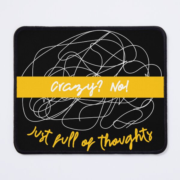 Item preview, Crazy? No! Just Full Of Thoughts Line Art White Yellow designed and sold by MinimalMoodsArt.