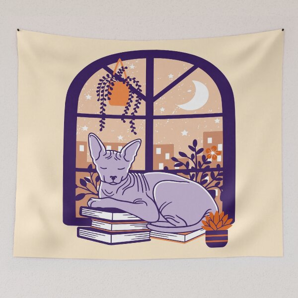 Item preview, Sleepy Sphynx Cat designed and sold by Wlaurence.