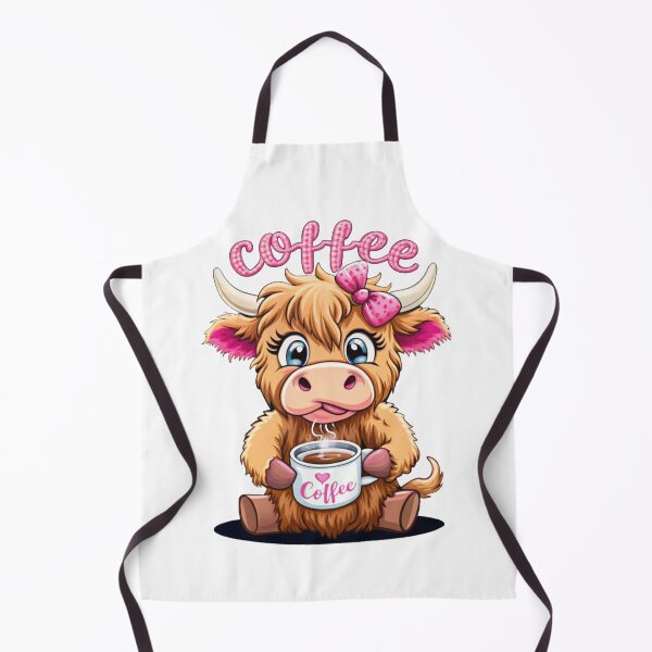 Item preview, Cute Pink Highland Cow Drinking Coffee designed and sold by lydybenson.