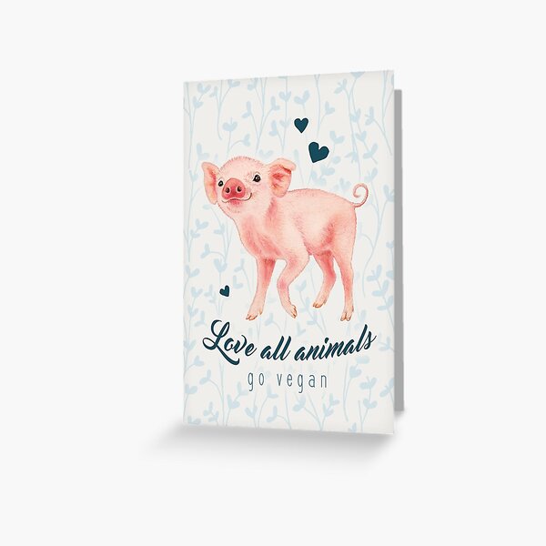 Smiling piglet by Maria Tiqwah Greeting Card