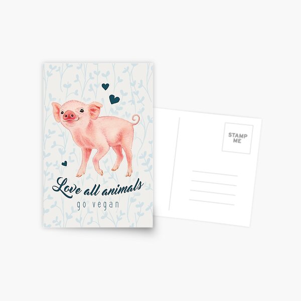 Smiling piglet by Maria Tiqwah Postcard
