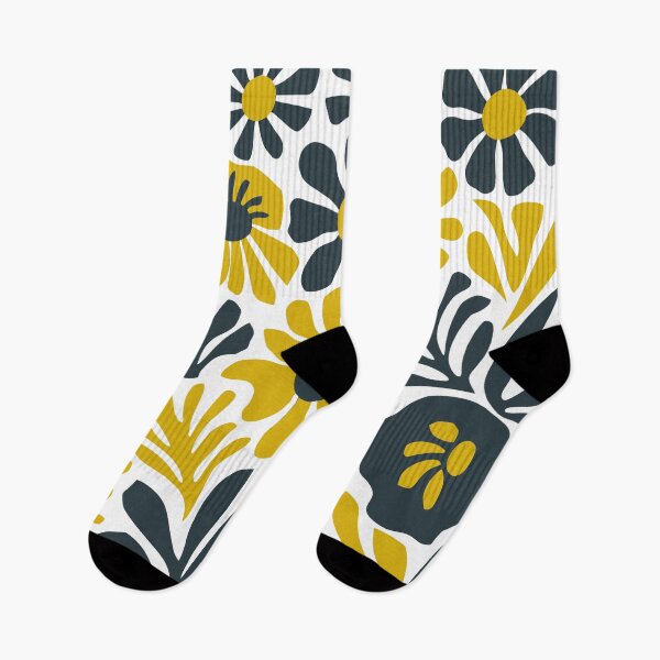 Item preview, yellow blue flower shapes pattern designed and sold by jkrphoto.