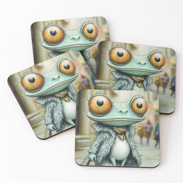 Item preview, Fashionable Frog Struts Stylishly Through City Street designed and sold by Artessie.