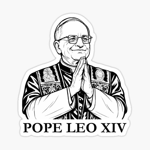 Item preview, Pope Leo XIV Line Art Catholic Church Papal Vestment Vatican designed and sold by MTJ-Mushrooms.