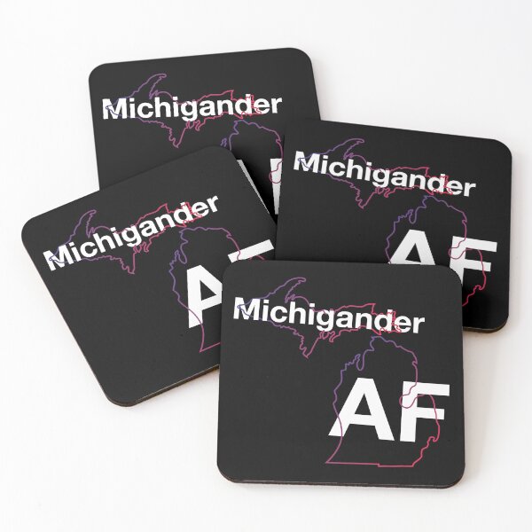 Item preview, Michigander AF in White | Minimalist Michigan State Outline designed and sold by HelveticaHero Designs.