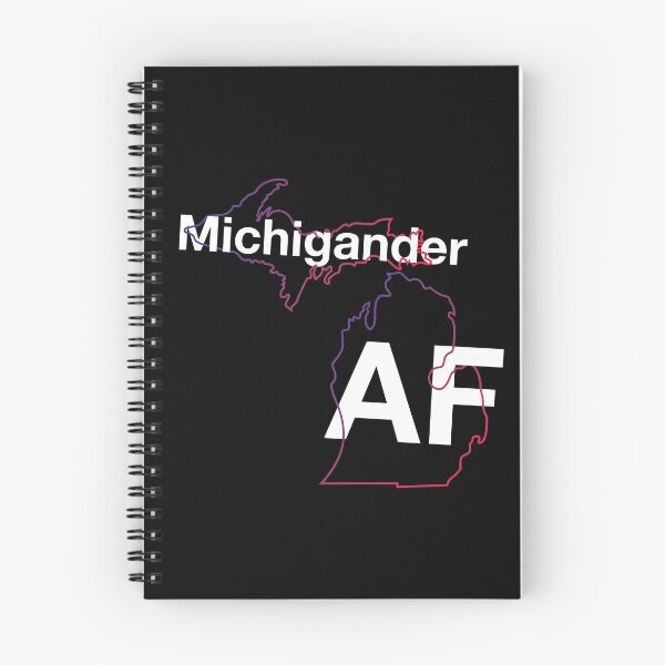 Item preview, Michigander AF in White | Minimalist Michigan State Outline designed and sold by HelveticaHero Designs.