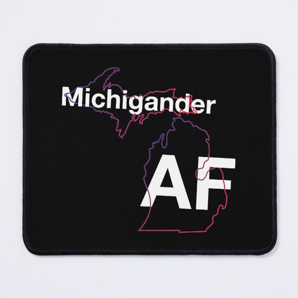 Item preview, Michigander AF in White | Minimalist Michigan State Outline designed and sold by HelveticaHero Designs.