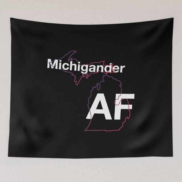 Item preview, Michigander AF in White | Minimalist Michigan State Outline designed and sold by HelveticaHero Designs.