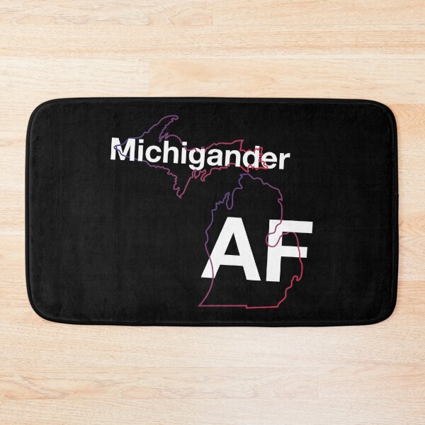 Item preview, Michigander AF in White | Minimalist Michigan State Outline designed and sold by HelveticaHero Designs.