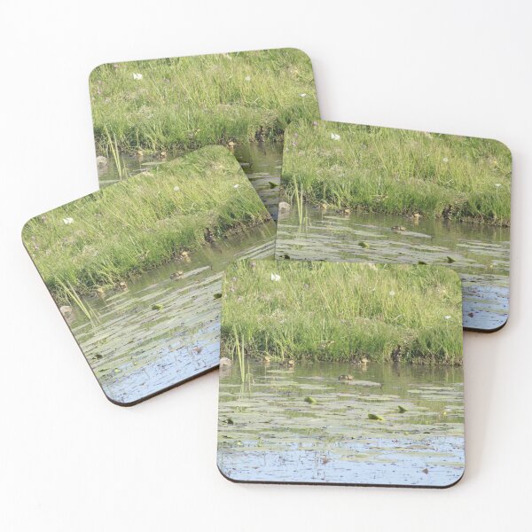 Item preview, Stunning pond full of a familiy of duckes with little ducklings designed and sold by Colourful Wonderful.