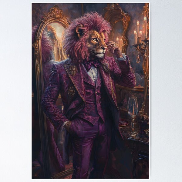 Item preview, Majestic lion humanoid in elegant Victorian attire designed and sold by Artessie.