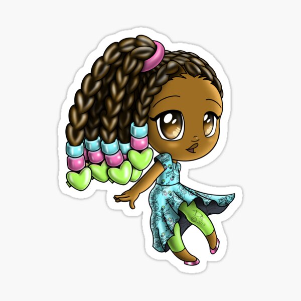 Item preview, African American Girl with Hair Beads designed and sold by treasured-gift.