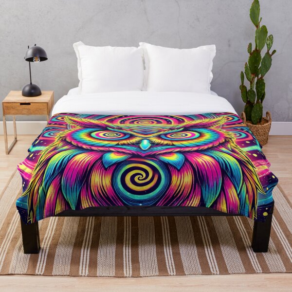 Item preview, Hypnotic Neon Owl | Psychedelic Wisdom in Glowing Feathers designed and sold by buzzprints1234.