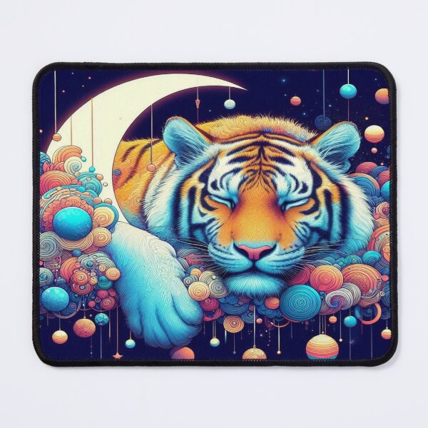 Item preview, Sleeping Cosmic Tiger – Dreamy Psychedelic Animal Art designed and sold by La Reñía .
