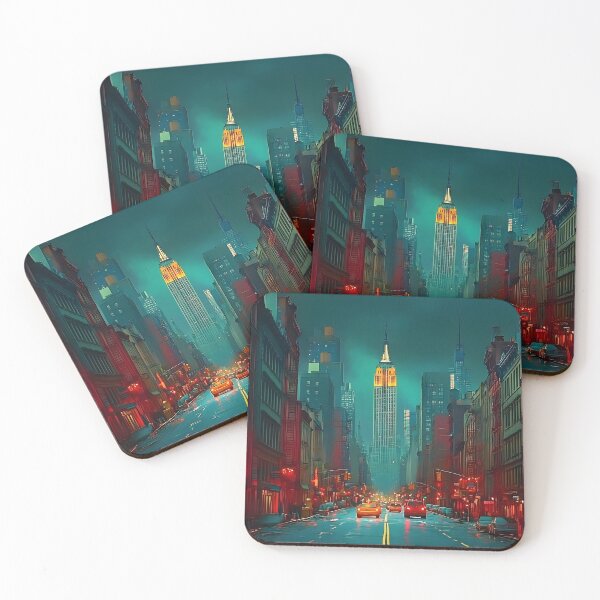 Item preview, Dramatic cityscape with glowing skyscraper at night designed and sold by Artessie.