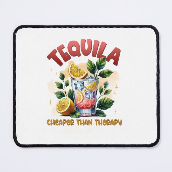 Item preview, Tequila Cheaper Than Therapy Sticker, Funny Drinking Quote Design designed and sold by GiftLore Studio.