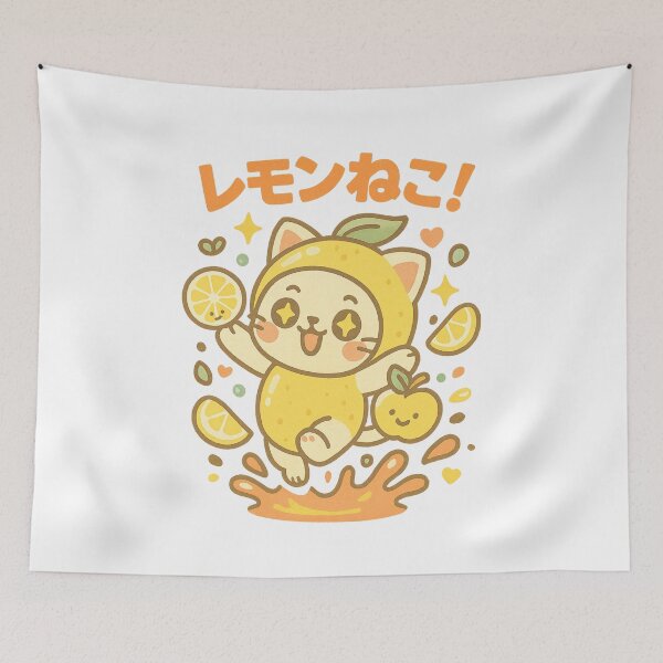 Item preview, Lemon Cat – Kawaii Japanese Citrus Neko Design designed and sold by Oni  Zuka.