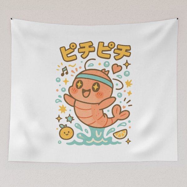 Item preview, Kawaii Shrimp Hero – Cute Japanese Tempura Style designed and sold by Oni  Zuka.