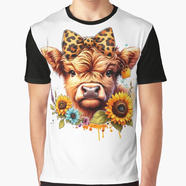 Vista previa del artículo con la obra «Vaca con serenata de girasol en acuarela», diseñado y vendido por BeastLeah's Creations | POD Designer .