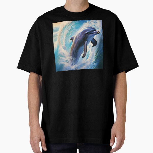 Item preview, Graceful Dolphin in Ocean Waves – Digital Seascape designed and sold by EmeraldeaArt.