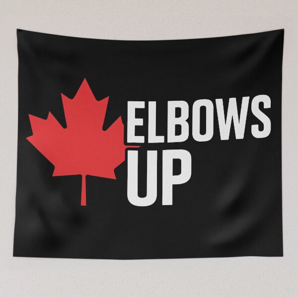 Item preview, Elbows Up Hockey Canada Graphic – Red Maple Leaf on Black Background designed and sold by WAUZ.
