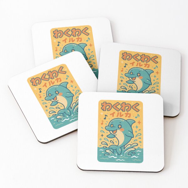 Item preview, Waku Waku Dolphin – Kawaii Japanese Splash Design designed and sold by Oni  Zuka.