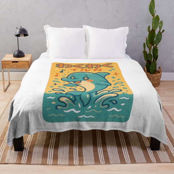 Item preview, Waku Waku Dolphin – Kawaii Japanese Splash Design designed and sold by Oni  Zuka.