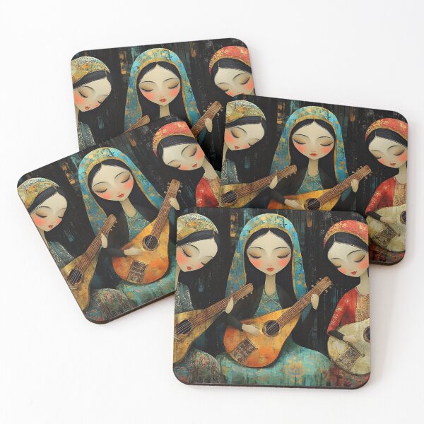 Item preview, Three women playing traditional instruments in harmony designed and sold by Artessie.