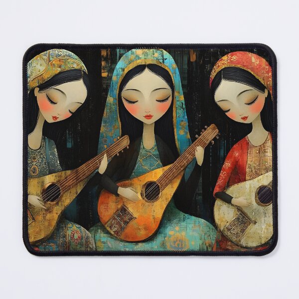 Item preview, Three women playing traditional instruments in harmony designed and sold by Artessie.