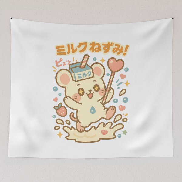 Item preview, Milk Mouse – Japanese Kawaii Cream Splash Design designed and sold by Oni  Zuka.