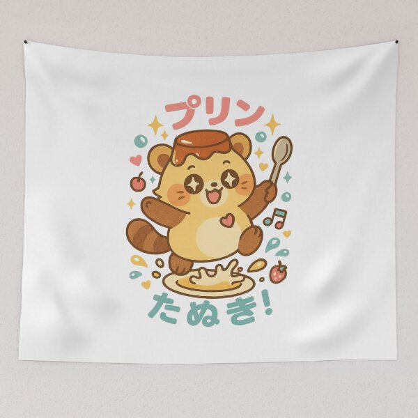 Item preview, Purin Tanuki – Japanese Flan Dessert Raccoon Design designed and sold by Oni  Zuka.
