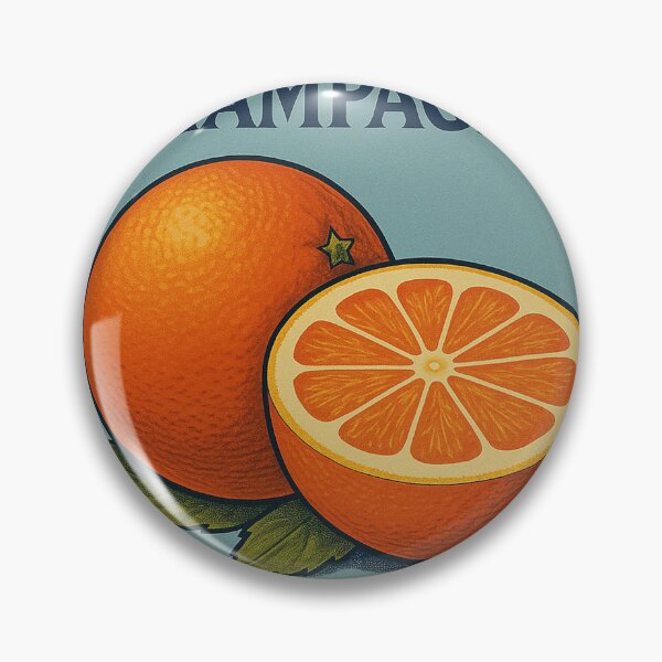 Item preview, Retro Orange Champagne Fruit Label Vintage Print designed and sold by weirdfishes123.